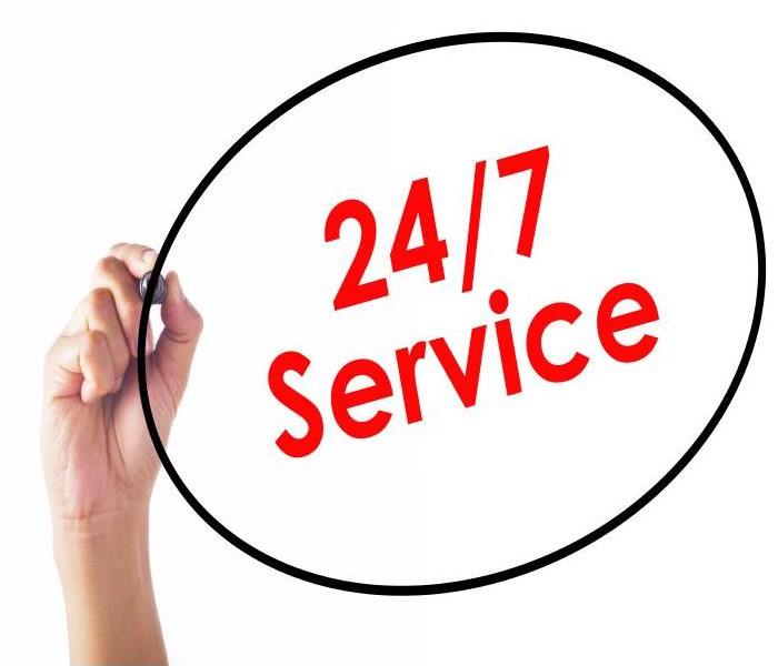 hand circling the words 24/7 service