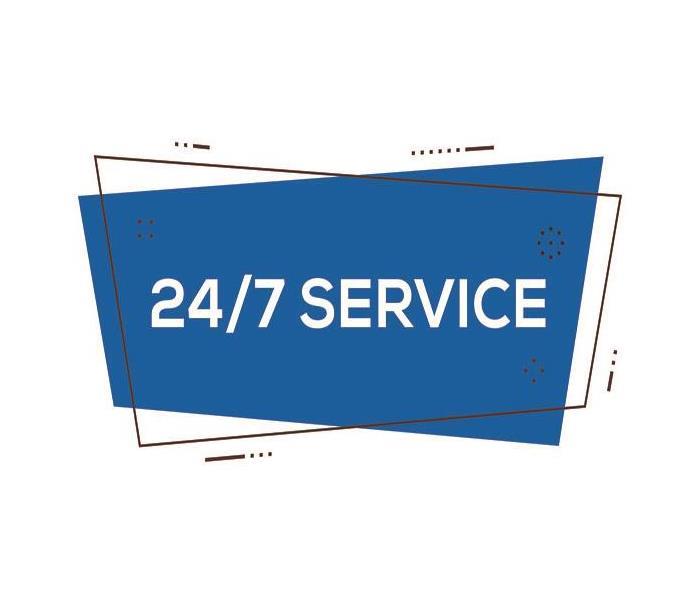 24/7 SERVICE in white on a blue background