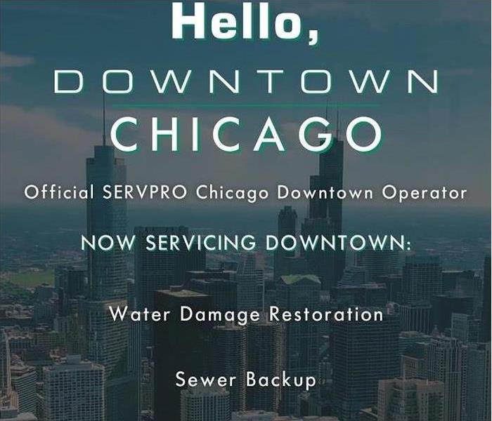 Signage designating franchise for downtown chicago